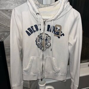 Abercrombie & Fitch White Hoodie with Navy Accents
